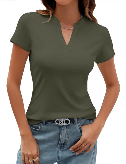 ✨Women's V Neck T-Shirts 2025 Slim Fit Basic Tops for Work