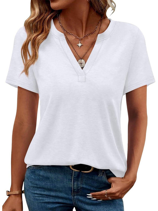 ✨Womens Short Sleeve V Neck Casual Loose Fit T-shirts