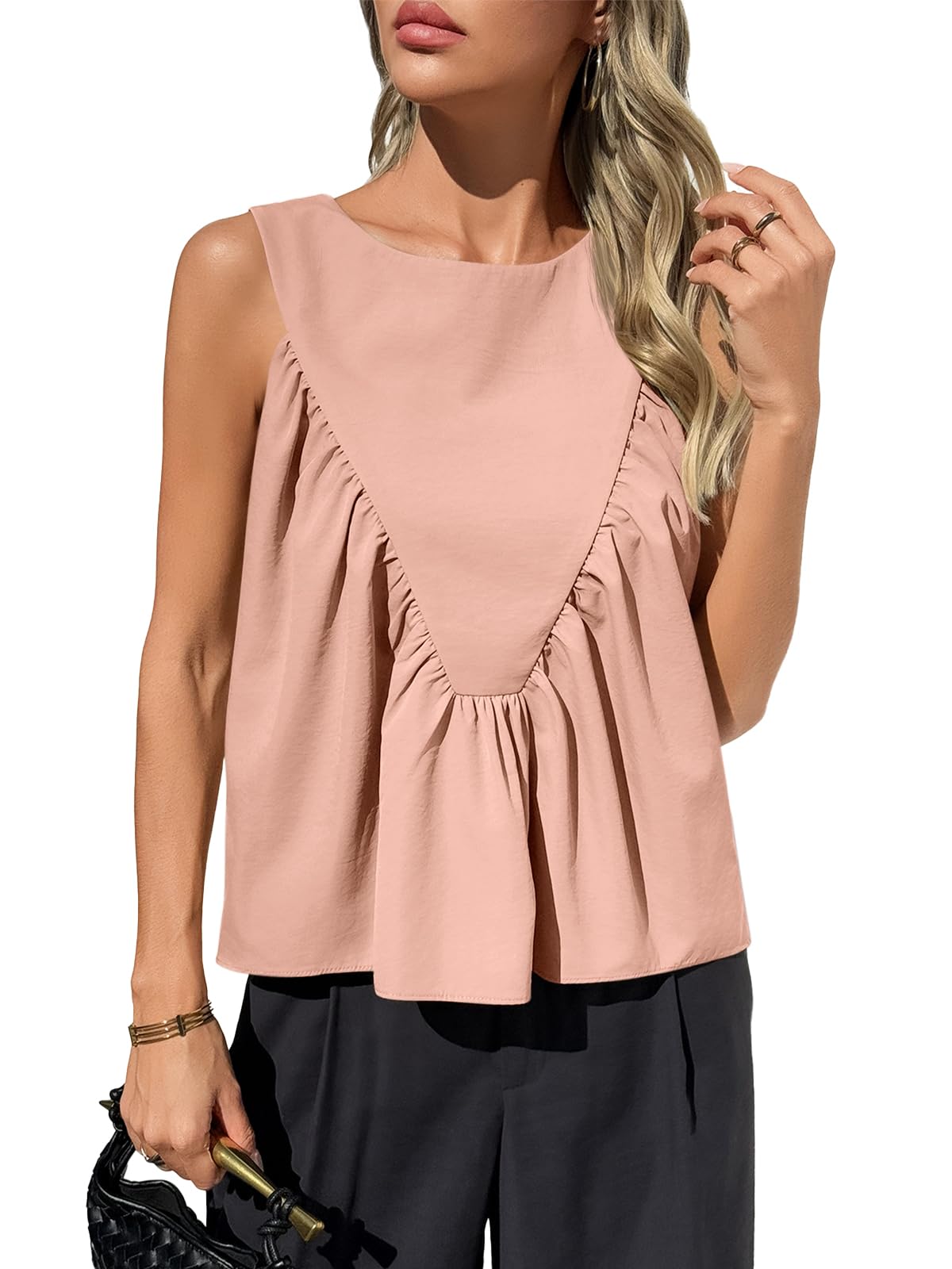 ✨Womens Peplum Babydoll Tank Tops Summer Sleeveless Loose T Shirts