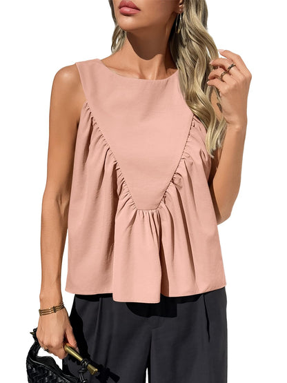 ✨Womens Peplum Babydoll Tank Tops Summer Sleeveless Loose T Shirts