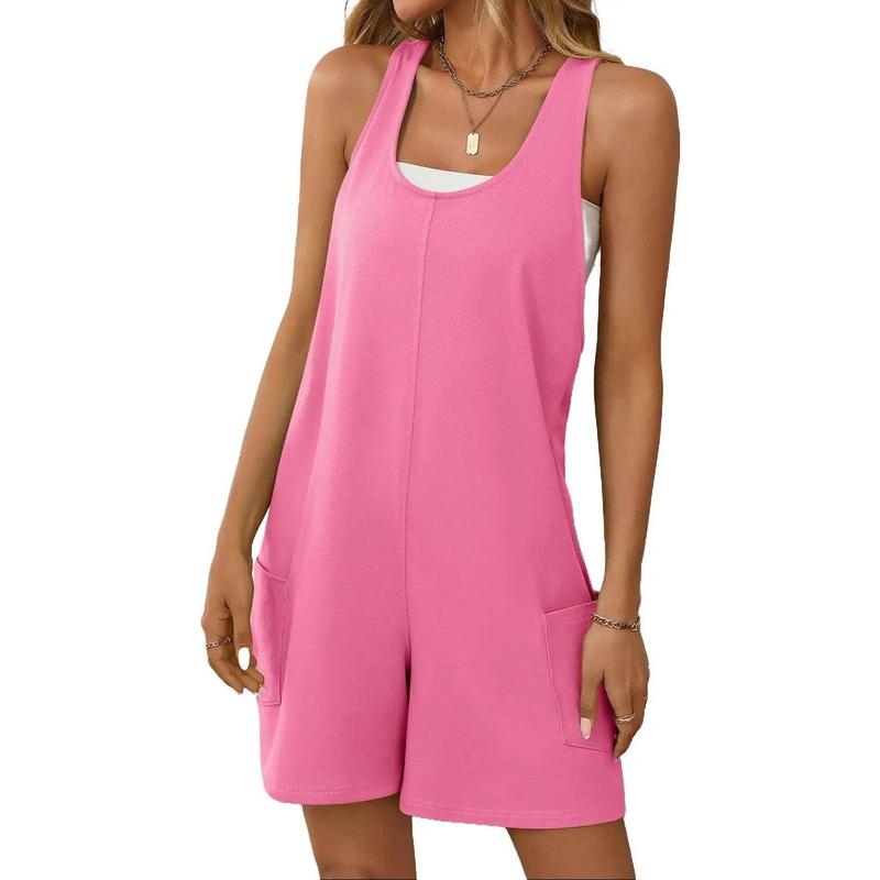 ✨Casual Sleeveless Rompers for Women Racerback Overall Shorts with Pockets