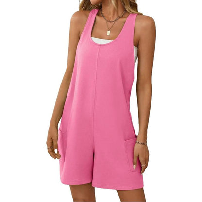 ✨Casual Sleeveless Rompers for Women Racerback Overall Shorts with Pockets