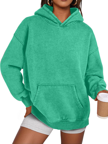 Unisex Casual Oversized Acid Wash Tops Hoodie Pullover