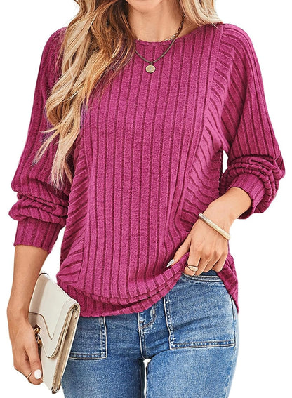 ✨Women's Soft Ribbed Crewneck Long Sleeve Shirts Knit Tops