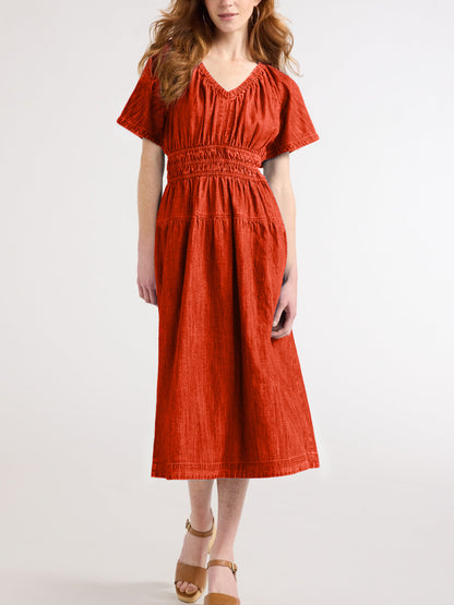 💃Women's Denim Lightweight Tiered Midi Dress (Buy 2 Free Shipping)