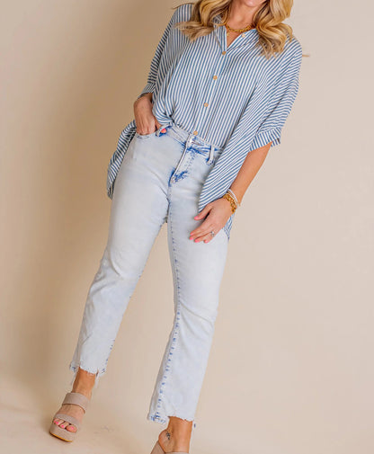 2024 Oversized Striped Loose Button-down Shirt(Buy 2 10% OFF)