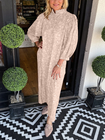 Women's Fall Puff Sleeve Floral Dress