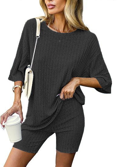 🔥Ribbed Knit T-shirt Shorts Lounge Sets (BUY 2 FREE SHIPPING)