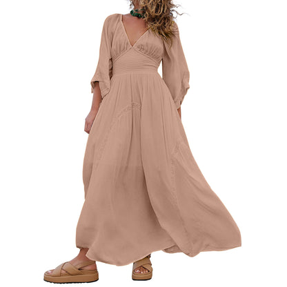Women's V-Neck Summer Maxi Dress with Pocket (Buy 2 Free Shipping)