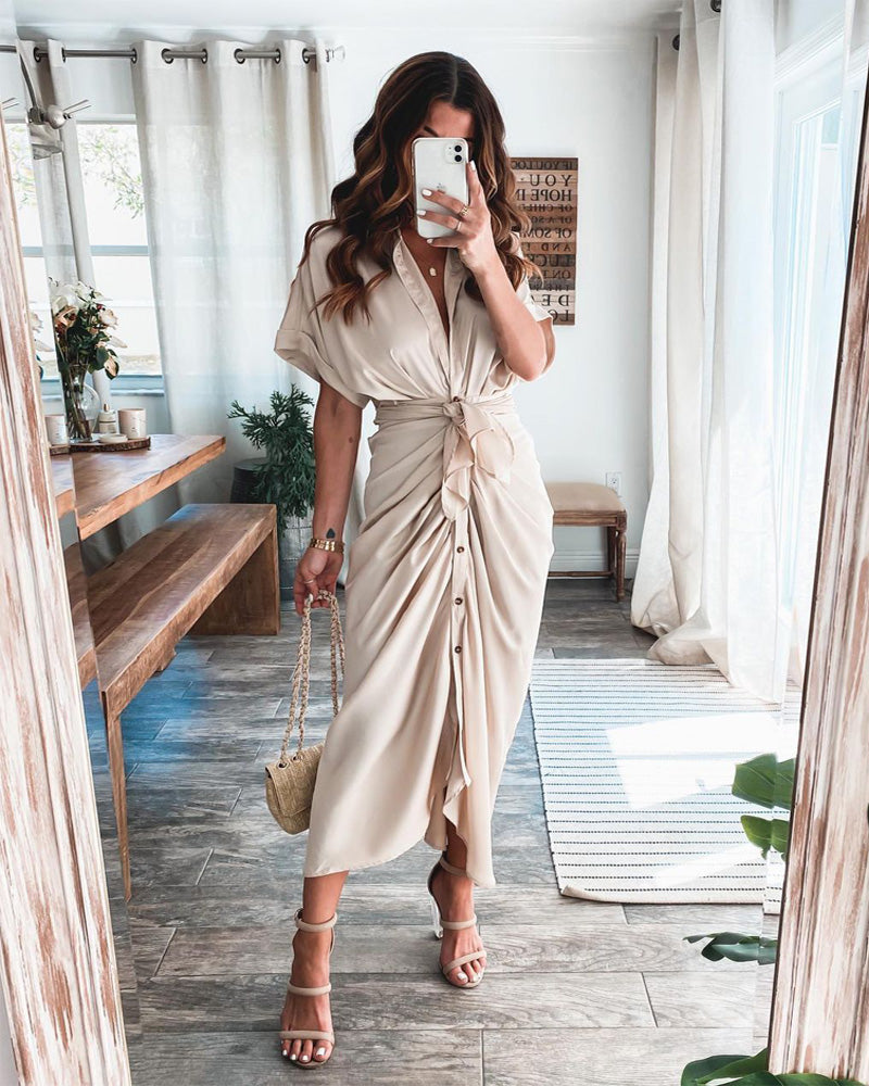 Women's Satin Shirt Dress