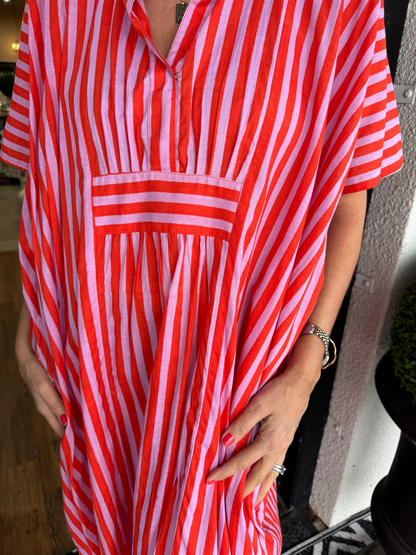 ✨Women's V Neck Striped Shirt Dress