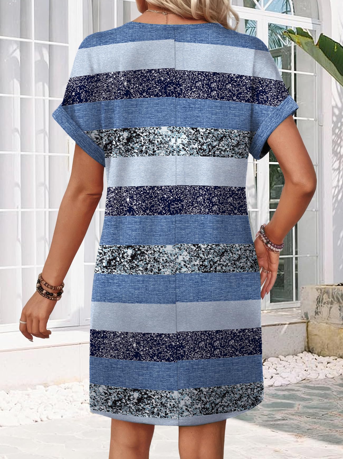 ⏰Hot Sale-Women's V-Neck Print Short Sleeve T-Shirt Dress