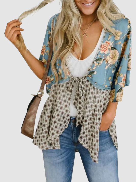 ✨Women's Floral Kimono Ruffle Sleeve Tie Cardigans Flowy Boho Loose Cover Ups