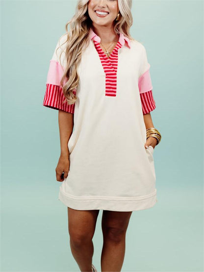 Color Block Notch Neck Mini Dress