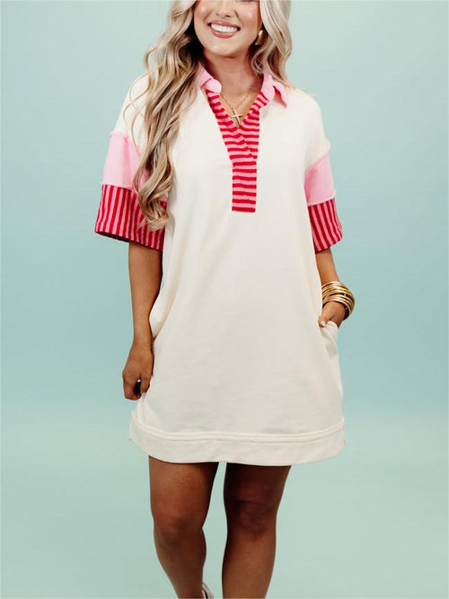 Color Block Notch Neck Mini Dress