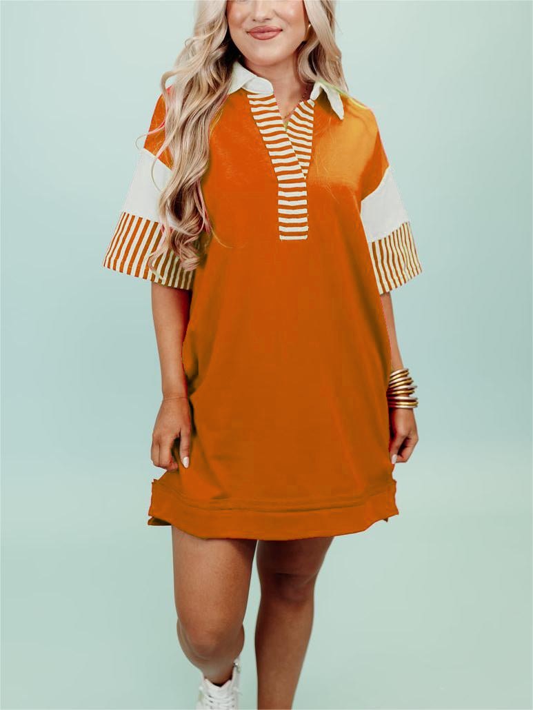 Color Block Notch Neck Mini Dress