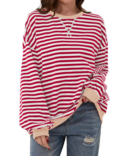 ⏰Hot Sale-Oversized Striped Color Block Sweatshirt