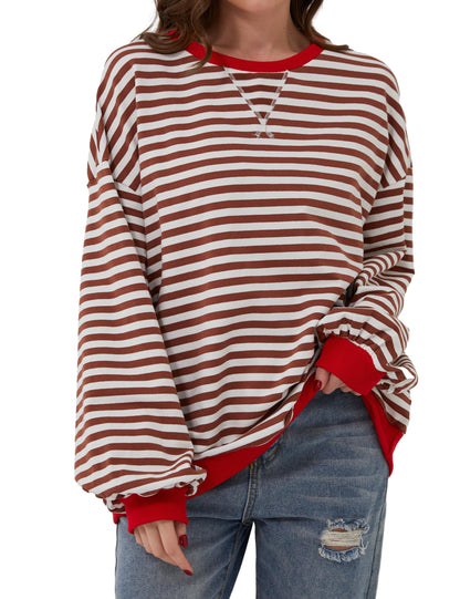 ⏰Hot Sale-Oversized Striped Color Block Sweatshirt