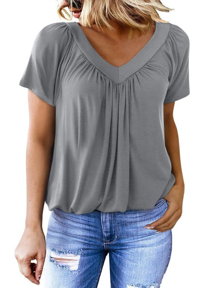 Women's Casual Short Sleeve V Neck Basic T-shirts