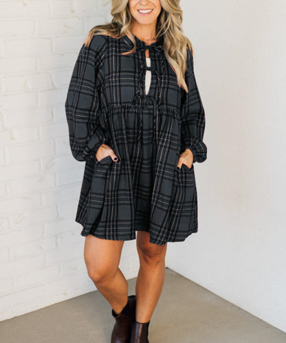 New Women's Holiday Plaid Mini Dress