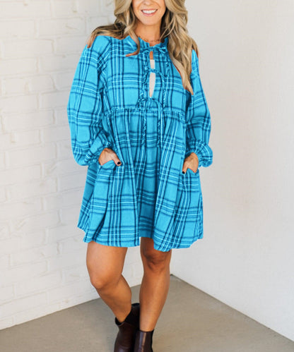 New Women's Holiday Plaid Mini Dress