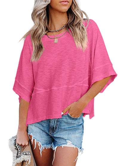 Women Batwing Sleeve Loose Casual Short Top