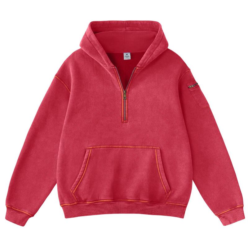 Vintage Half‑Zip Pocket Hoodie