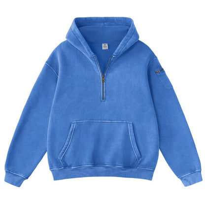 Vintage Half‑Zip Pocket Hoodie