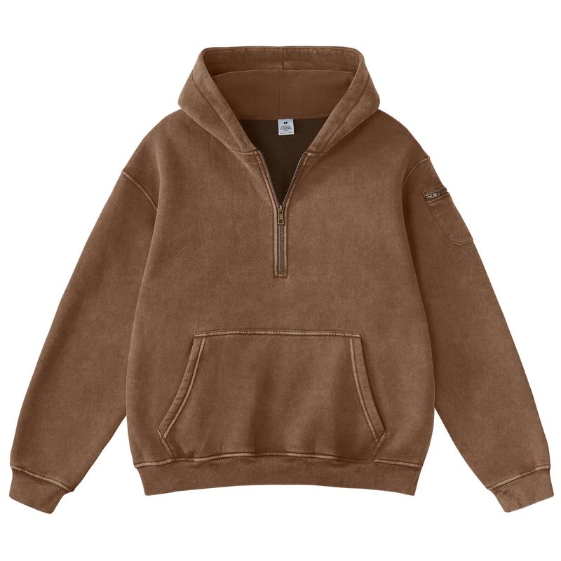 Vintage Half‑Zip Pocket Hoodie