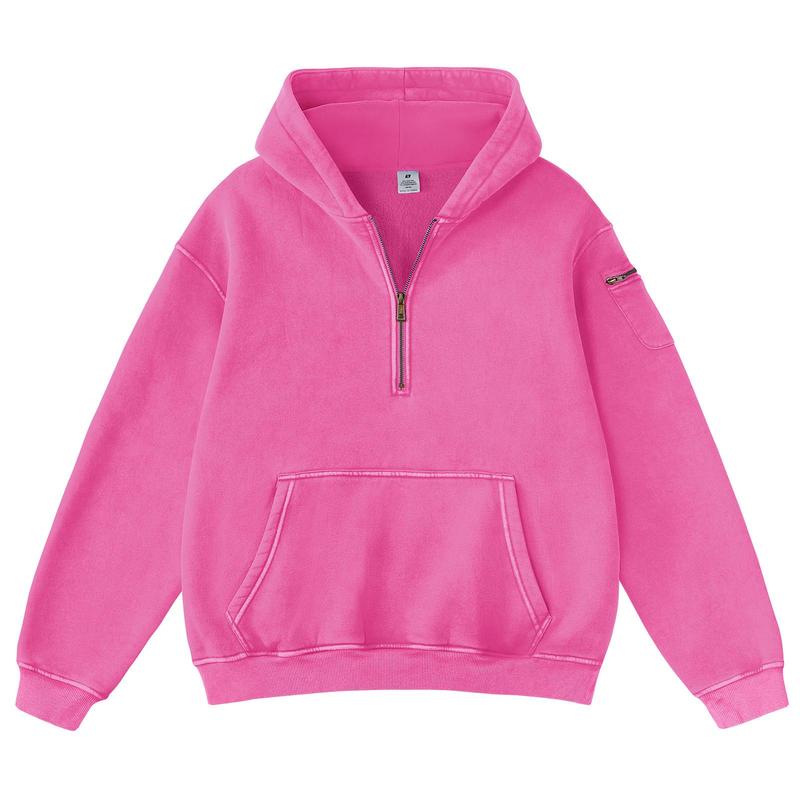Vintage Half‑Zip Pocket Hoodie