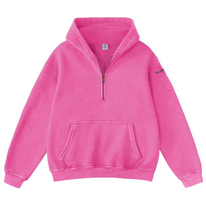 Vintage Half‑Zip Pocket Hoodie