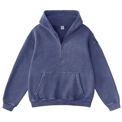 Vintage Half‑Zip Pocket Hoodie