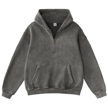 Vintage Half‑Zip Pocket Hoodie