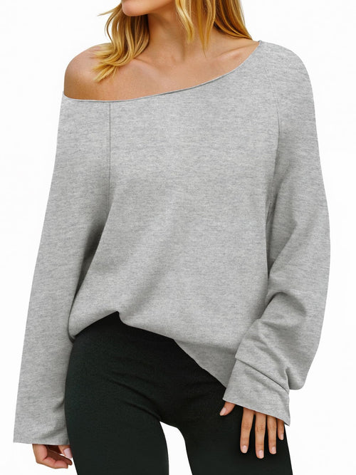 ✨Womens Lightweight Oversized Off The Shoulder Sweatshirts Tunic Tops