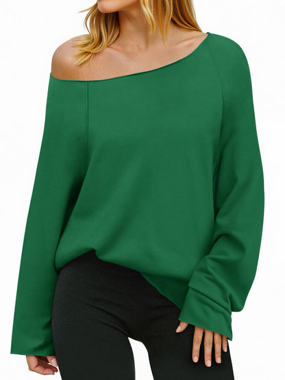 ✨Womens Lightweight Oversized Off The Shoulder Sweatshirts Tunic Tops