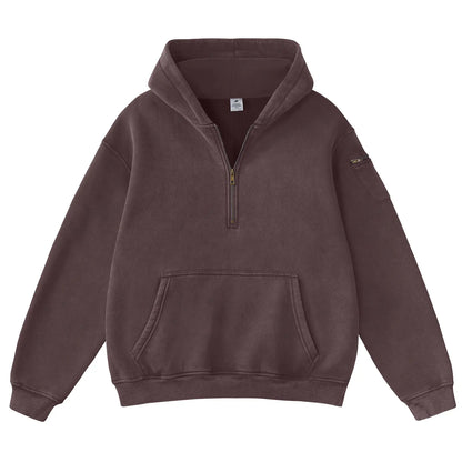 Vintage Half‑Zip Pocket Hoodie