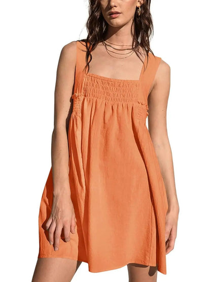 Women 's Summer Casual Sleeveless Square Neck Mini Dress
