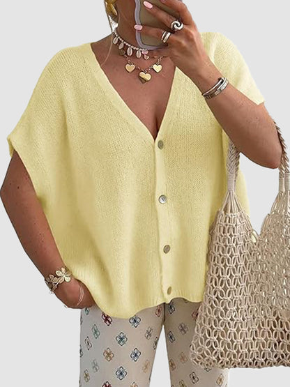 Women's V-Neck Batwing Sleeve Knit Cardigan