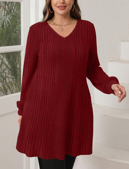 Women's V Neck Long Sleeve Casual Fall Dresses