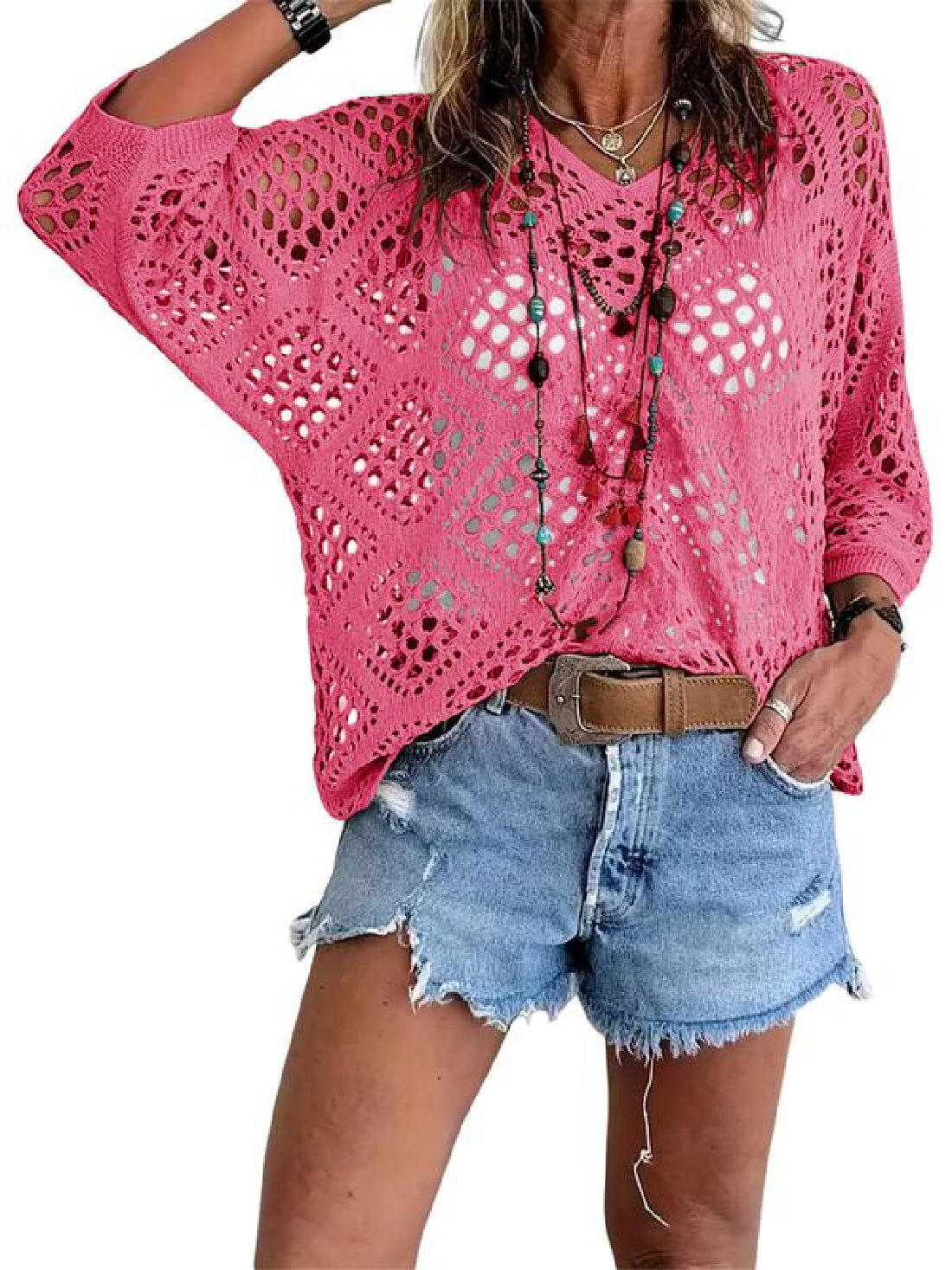 ⏰Hot Sale-Womens Bohemian-Inspired Crochet Top with V-Neck