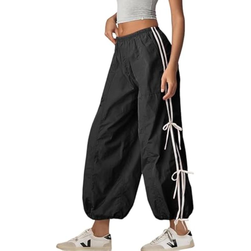 ✨ Women's Parachute Pants Elastic High Waist Full Twist Hiking Cargo Pants