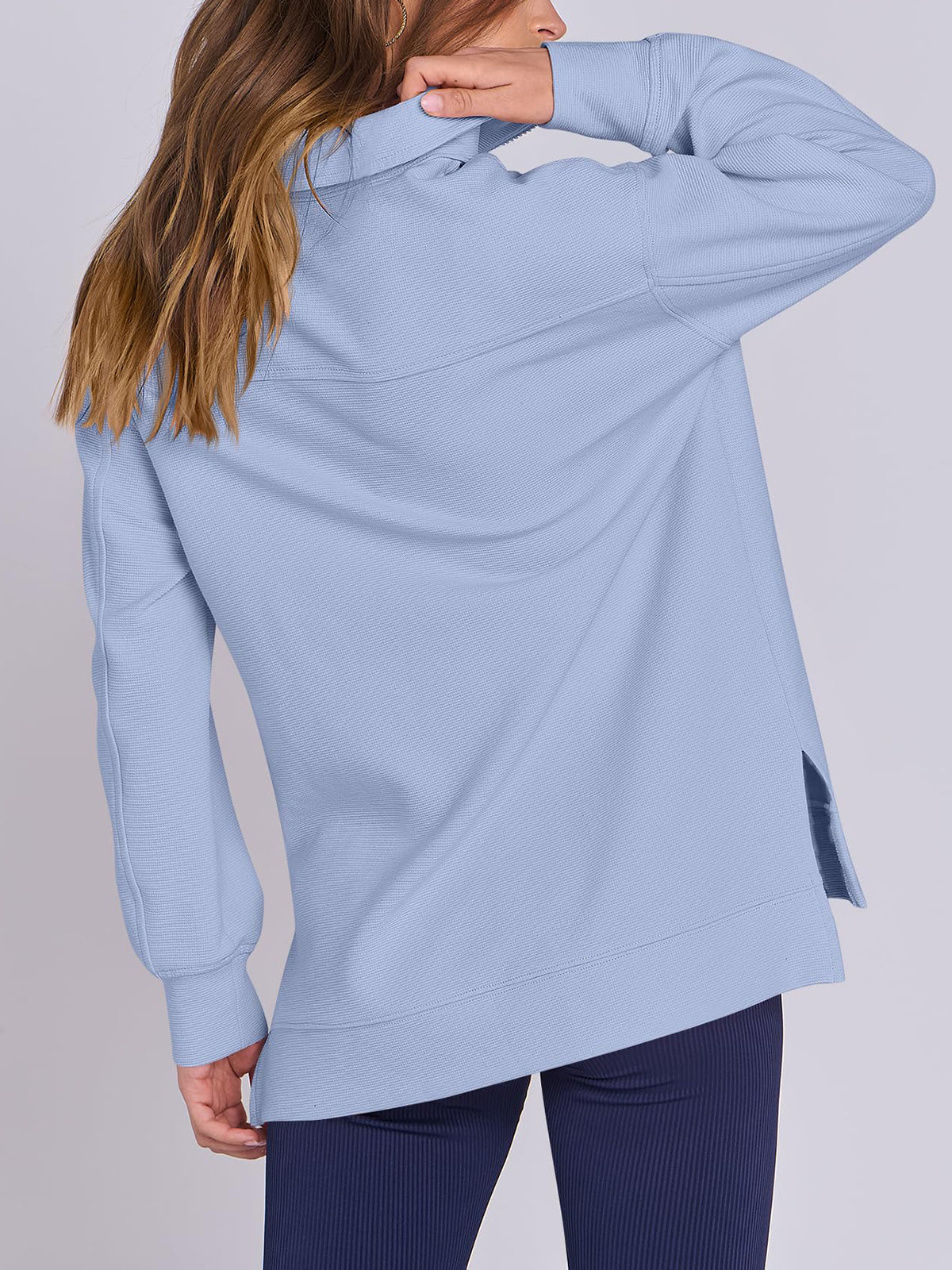 Women's Oversized High Neck Half Zip Knit Sweatshirt