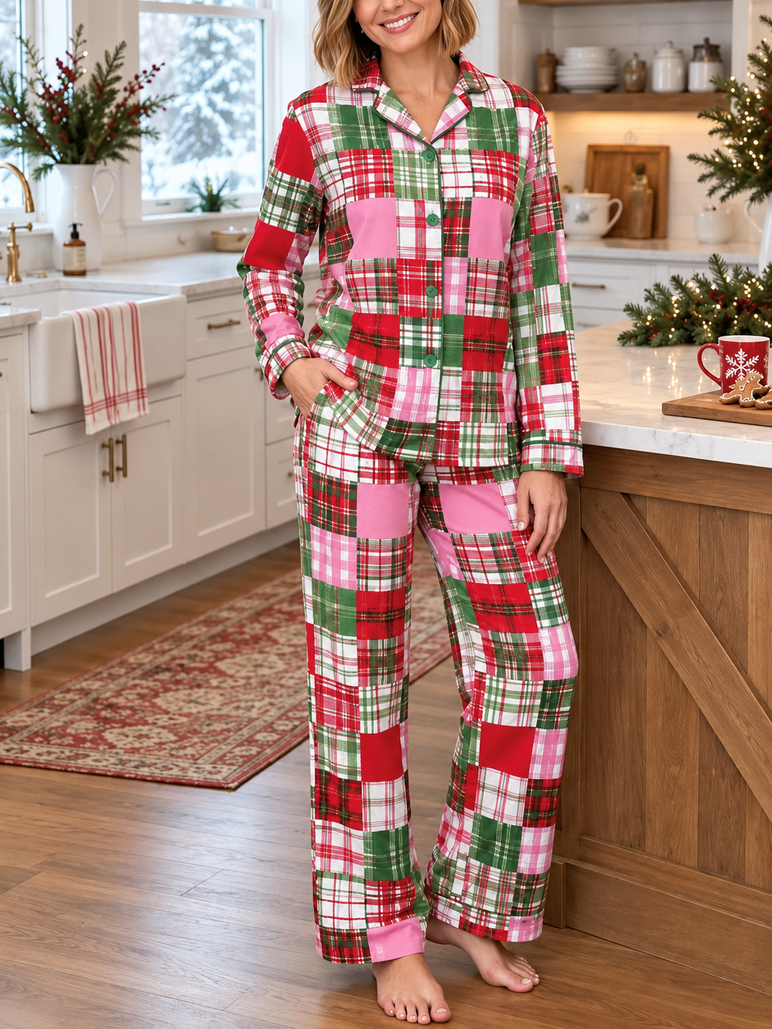 Women's Christmas Plaid Pajama Set