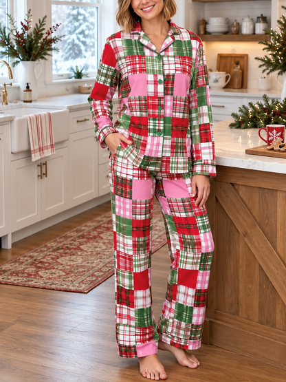 Women's Christmas Plaid Pajama Set