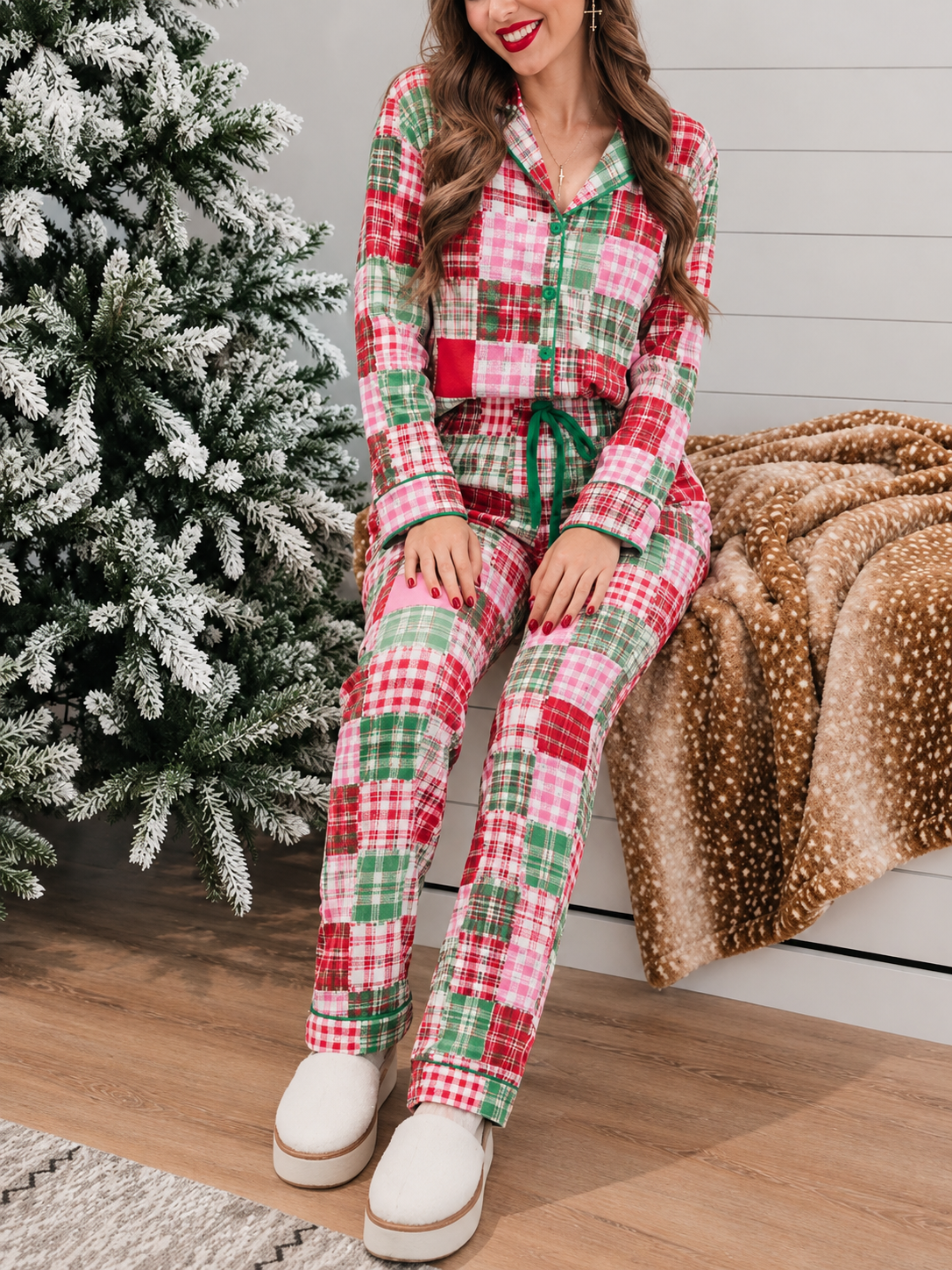 Women's Christmas Plaid Pajama Set