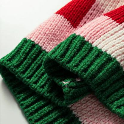 Women's Plaid Bow Knot Open Front Knit Cardigan