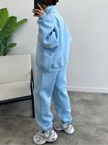 Women's 2 Piece Sets Zipper Outfits Casual Long Sleeve  Sweatsuits Sets