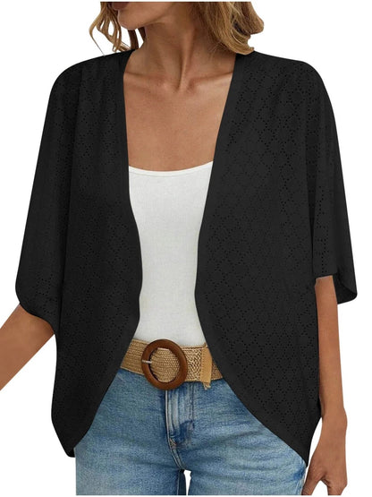 HOT SALE Women's Casual Lightweight Half Sleeve Hollow Cardigan