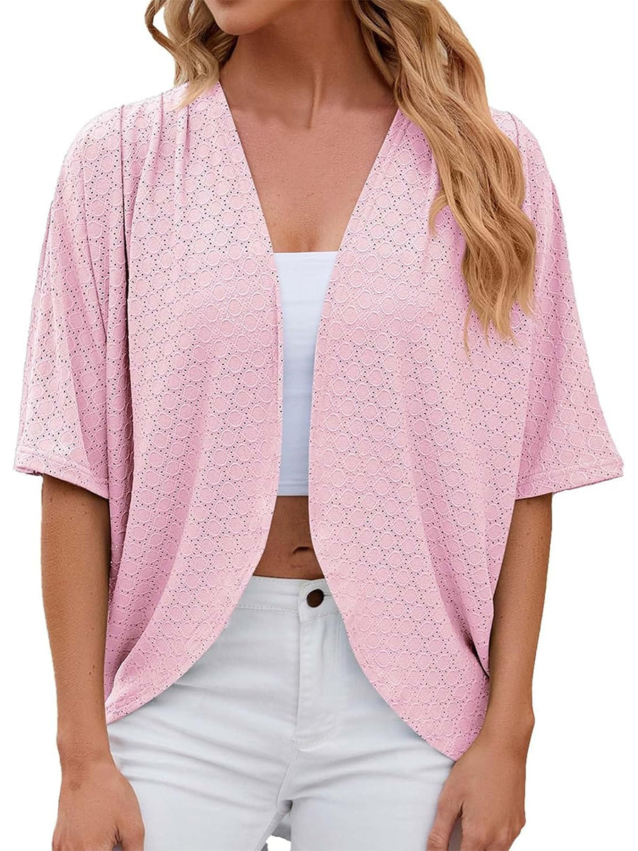 HOT SALE Women's Casual Lightweight Half Sleeve Hollow Cardigan