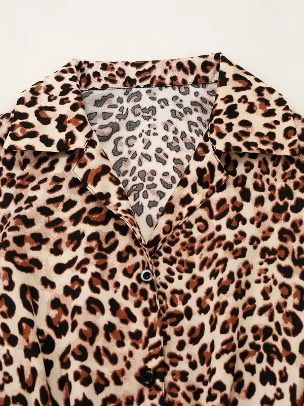 Vintage Leopard Print One-Piece Outfit With Pockets